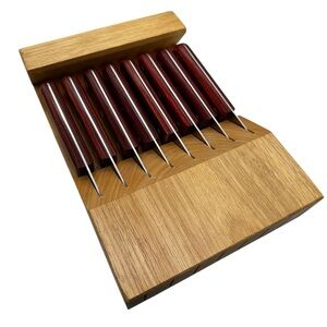 TRAMONTINA High Carbon Stainless Steel‎ Steak Knife Knives Set Of 8 & Wood Block